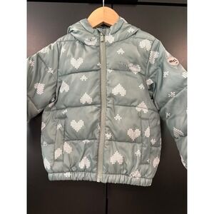 Miles the Label Toddler Sage Green Pixel Heart Puffer Jacket 2T 1905508